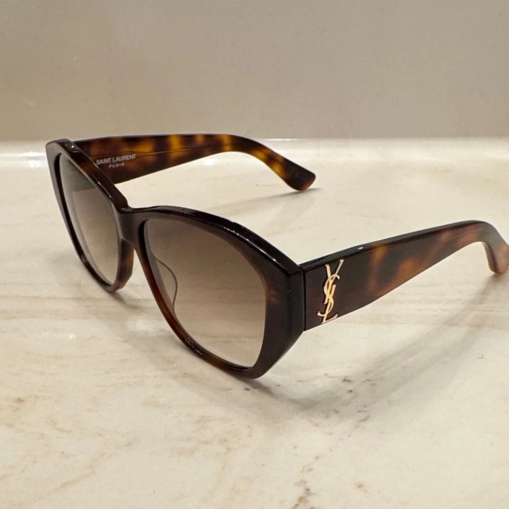 Saint Laurent Brown Tortoise Sunglasses - Picture 1 of 5